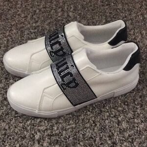 Juicy Couture Cosmik White Rhinestone Slip on Sneakers 8M